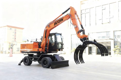 JG125S Wheeled Excavator with Grapple, Heavy-Duty Construction Machinery for Log Handling & Material Handling