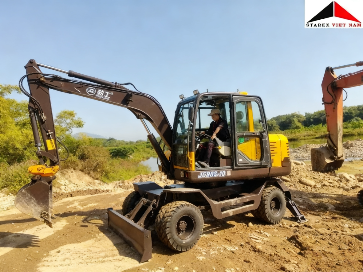 High-Efficiency JG80S 7.1T Compact Wheel Excavator with Auto Hydraulic Drive