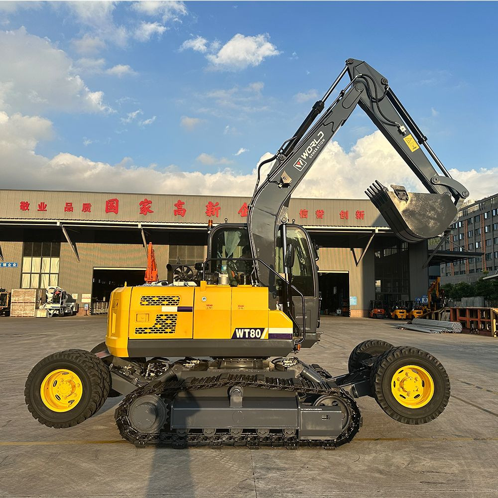 Dual-Mode 8-Ton Excavator | Instantly Switch Between Wheels and Tracks | Off-Road Tracks for Power(Model:JG75SL)