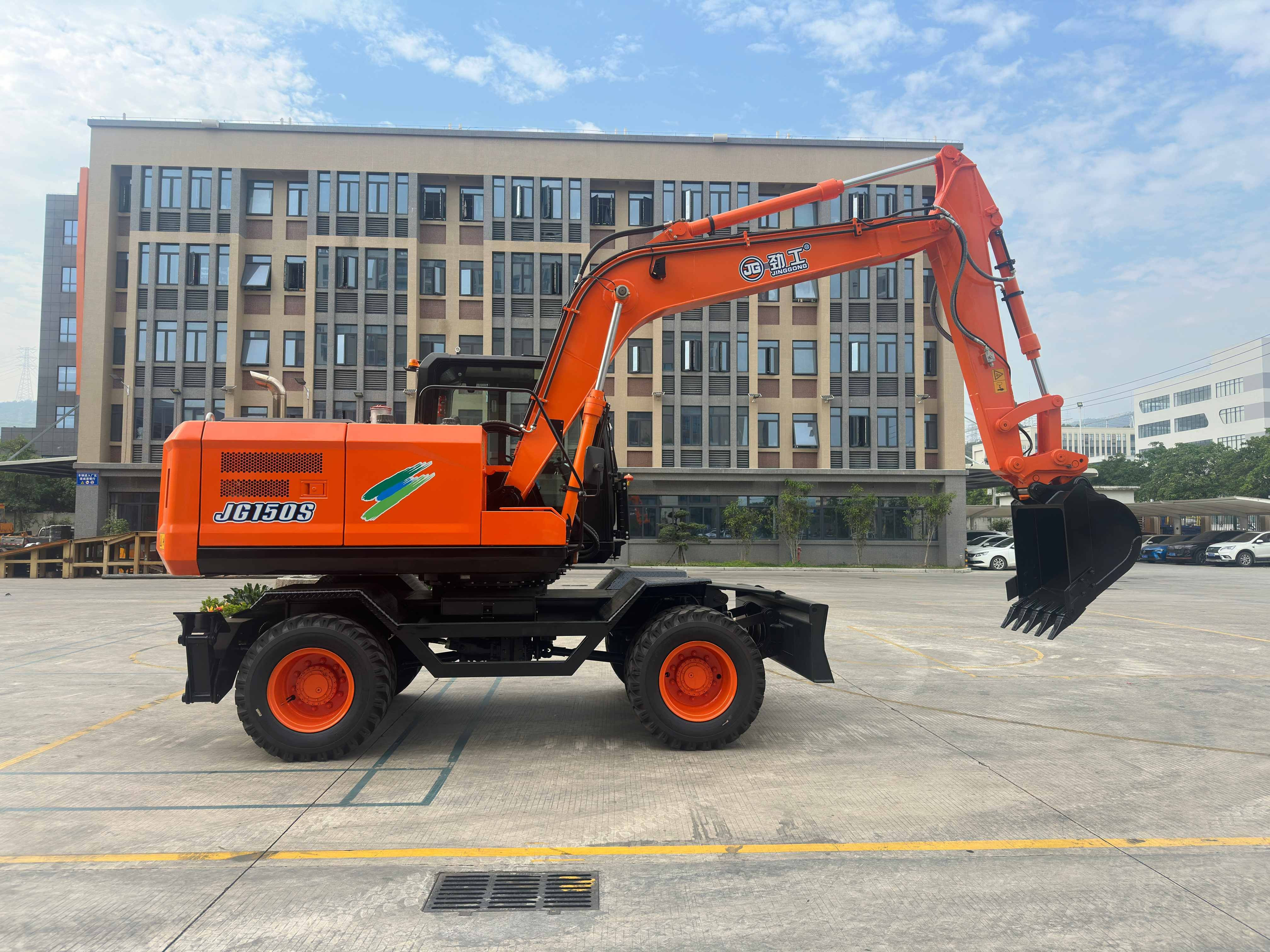 JG150S Wheeled Excavator, Heavy-Duty Machinery with Cummins Engine & 0.56m³ Bucket for Efficient Digging