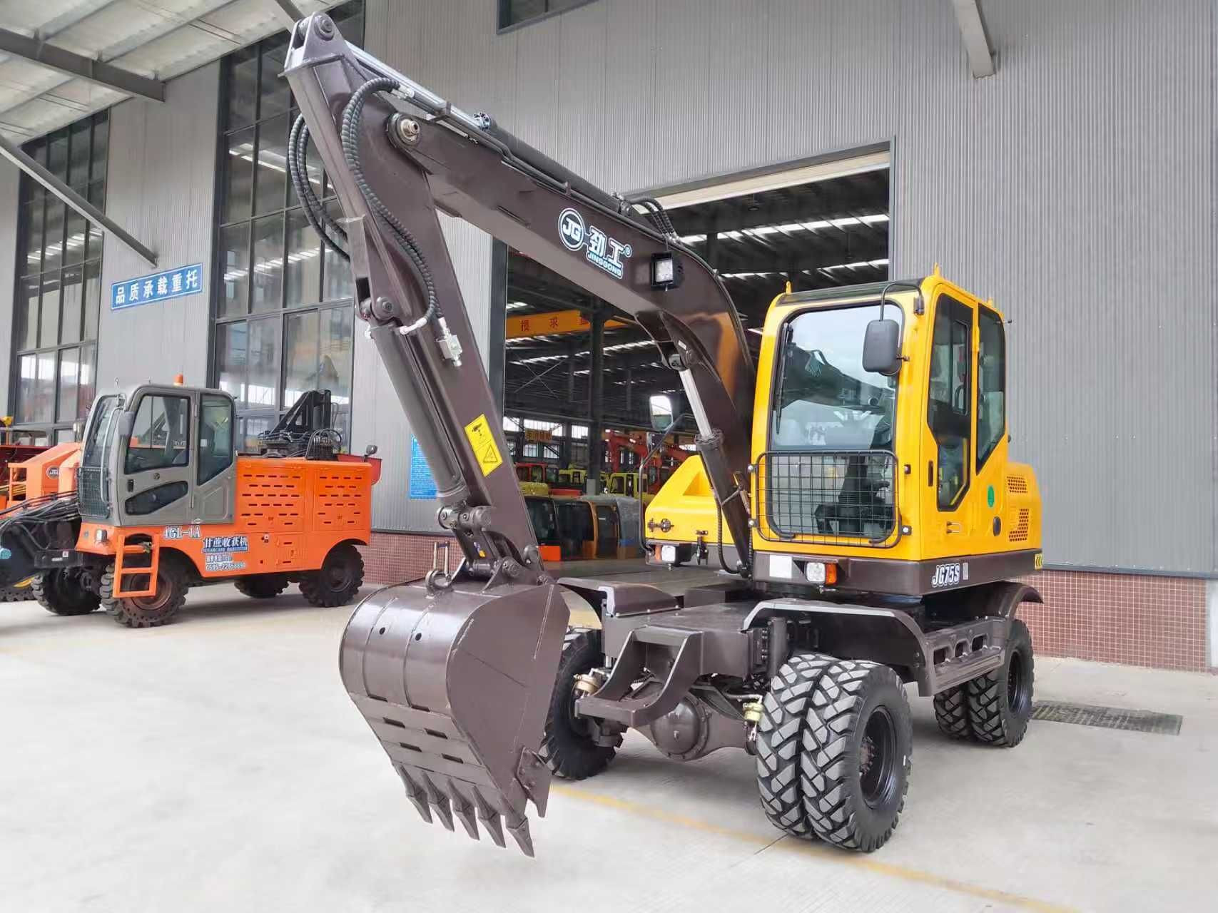 JG75S 6.5 Ton Wheeled Excavator with 3300mm Dig Depth and 48kw Engine