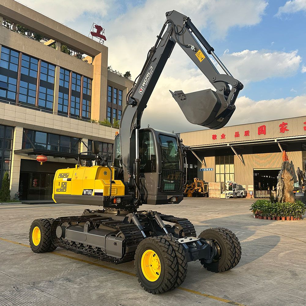 Dual-Mode 8-Ton Excavator | Instantly Switch Between Wheels and Tracks | Off-Road Tracks for Power(Model:JG75SL)